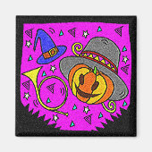 ハローウィンパーティジャック・オランタンと紫のブグル マグネット (正面)