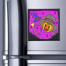 ハローウィンパーティジャック・オランタンと紫のブグル マグネット