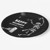 ハローウィンパーティジャンプのスケルトン ペーパープレート (アングル)