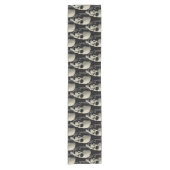 ハローウィンパーティスカルパターンブラックテーブルランナー ショートテーブルランナー (正面)