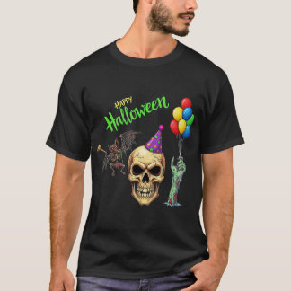 ハローウィンパーティスカル、こうもり&ゾンビ Tシャツ