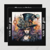 ハローウィンパーティスチームパンク 招待状 (正面/裏面)