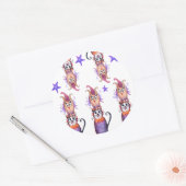 ハローウィンパーティストッカー猫。ふくろう ラウンドシール (封筒)