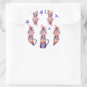 ハローウィンパーティストッカー猫。ふくろう ラウンドシール (バッグ)