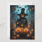 ハローウィンパーティダーククリープンプキンズこうもりクモ 招待状 (正面)