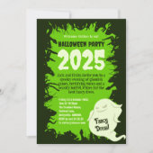 ハローウィンパーティダークグリーンラット怖い這い 招待状 (正面)