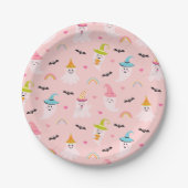 ハローウィンパーティデコー不気味ルワンピンク幽霊紙 ペーパープレート (正面)