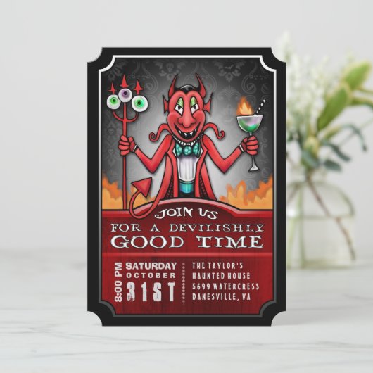 ハローウィンパーティデヴィリッシュグッドタイムおもしろい招待状 招待状 (スタンド正面)