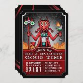 ハローウィンパーティデヴィリッシュグッドタイムおもしろい招待状 招待状 (正面/裏面)