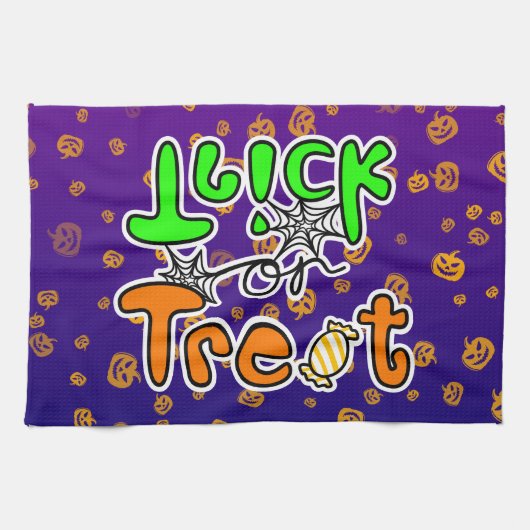 ハローウィンパーティトリックまたは治療 キッチンタオル (横)