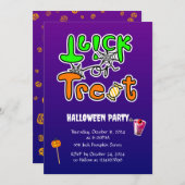 ハローウィンパーティトリックまたは治療 招待状 (正面/裏面)