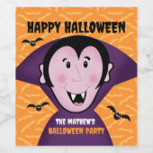 ハローウィンパーティドラキュラこうもりヴァンパイアキュート ワインラベル (シングルラベル)