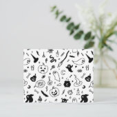 ハローウィンパーティドードル模様 シーズンポストカード (スタンド正面)