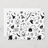 ハローウィンパーティドードル模様 シーズンポストカード (正面/裏面)