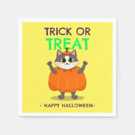 ハローウィンパーティナプキン、カボチャの猫 スタンダードカクテルナプキン