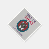 ハローウィンパーティナプキン、グレーのポートレートの猫 スタンダードカクテルナプキン (角)