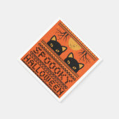 ハローウィンパーティナプキン、黒猫、オレン不気味ジ スタンダードカクテルナプキン (角)