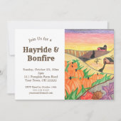 ハローウィンパーティハイライドオータムフォークアートスケッチ 招待状 (正面)