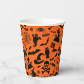 ハローウィンパーティハッピーハローウィンオレンジブラックおもしろい 紙コップ (裏面)