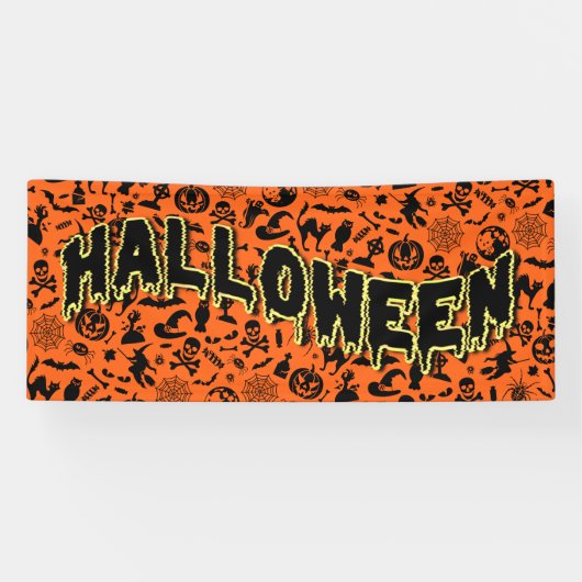 ハローウィンパーティハッピーハローウィン不気味タイポグラフィ 横断幕 (横)