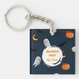 ハローウィンパーティハッピー不気味ダークブルー キーホルダー