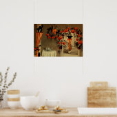 ハローウィンパーティハロウィーンのカボチャのちょうちんパンプキンブラックキャット ポスター (キッチン)