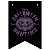 ハローウィンパーティバナー – 黒と紫不気味 バンティングフラッグ (第1の旗)