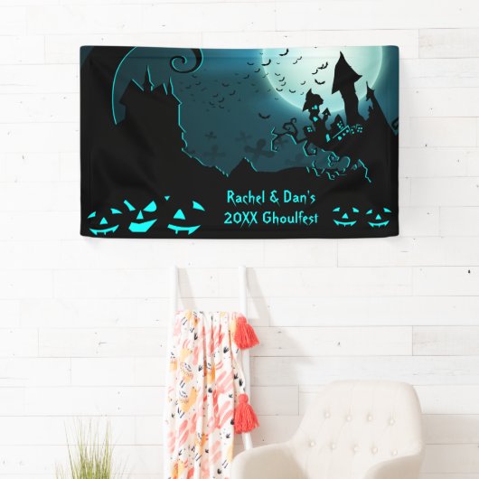 ハローウィンパーティバパーソナライズされたナーハ幽霊のよく出るウス 横断幕 (インサイチュ)