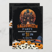 ハローウィンパーティパンプキンパーティー幽霊のよく出るハウス 招待状 (正面/裏面)