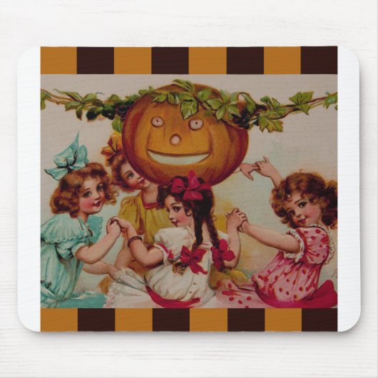 ハローウィンパーティパンプキンヴィンテージアート マウスパッド (正面)