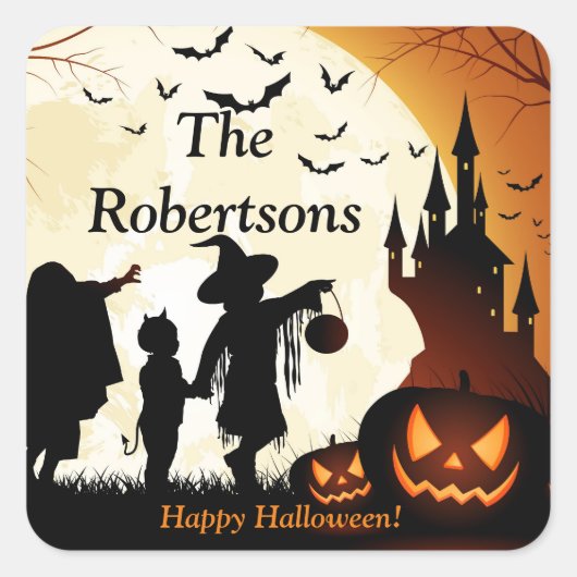 ハローウィンパーティビーフキャンディバッグステッカーラベル スクエアシール (正面)