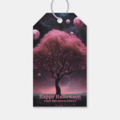 ハローウィンパーティピンクツリーレッドムーンダークナイト ギフトタグ (裏面)