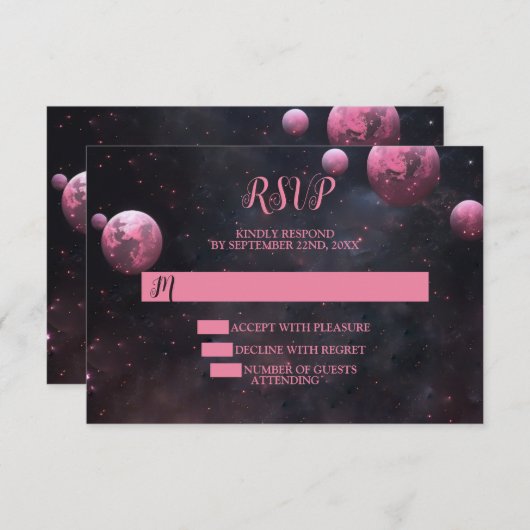 ハローウィンパーティピンクツリーレッドムーンダークナイト 出欠カード (正面/裏面)