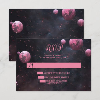 ハローウィンパーティピンクツリーレッドムーンダークナイト 出欠カード