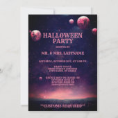 ハローウィンパーティピンクツリーレッドムーンダークナイト 招待状 (裏面)