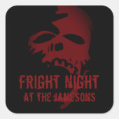 ハローウィンパーティフェイスホラー赤スカルゴシックシール スクエアシール (正面)