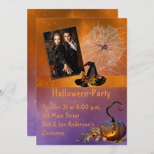 ハローウィンパーティフォト招待状 招待状 (正面/裏面)