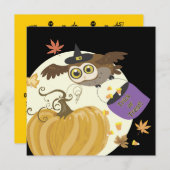 ハローウィンパーティフクロウ招待状 招待状 (正面/裏面)