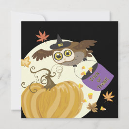 ハローウィンパーティフクロウ招待状 招待状