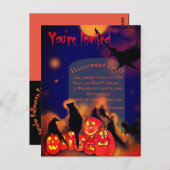 ハローウィンパーティフルムーンパンプキンズラヴェンズキャット ポストカード (正面/裏面)