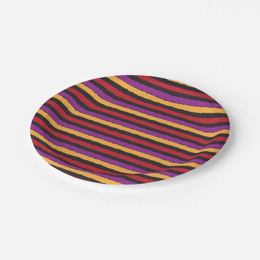 ハローウィンパーティブライトストライプ紙プレート ペーパープレート (アングル)