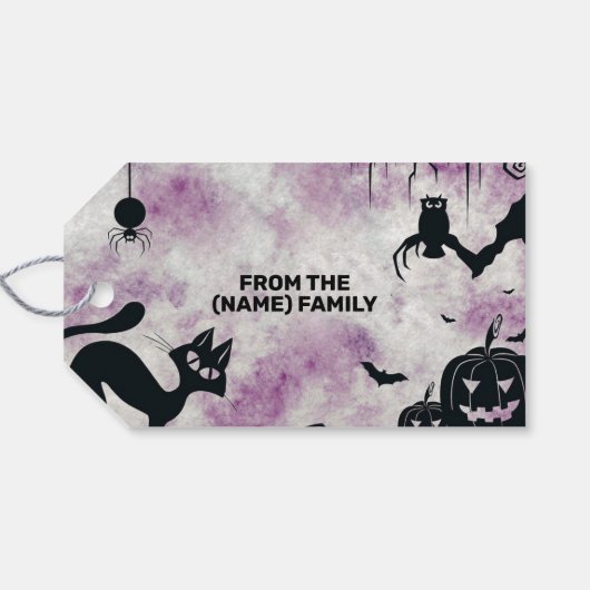 ハローウィンパーティブラックキャットエビルカボチャ怖いフクロウ ギフトタグ (裏面横)