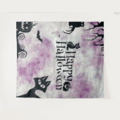 ハローウィンパーティブラックキャットエビルカボチャ怖いフクロウ タペストリー (正面(横))