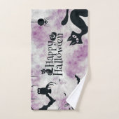 ハローウィンパーティブラックキャットエビルカボチャ怖いフクロウ バスタオルセット (ハンドタオル)