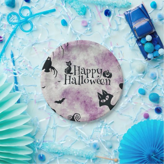ハローウィンパーティブラックキャットエビルカボチャ怖いフクロウ ペーパープレート (パーティー)