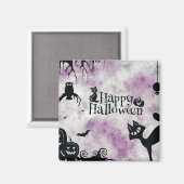 ハローウィンパーティブラックキャットエビルカボチャ怖いフクロウ マグネット (正面/裏面)