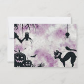 ハローウィンパーティブラックキャットエビルカボチャ怖いフクロウ 出欠カード (裏面)