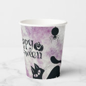 ハローウィンパーティブラックキャットエビルカボチャ怖いフクロウ 紙コップ (裏面)