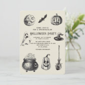 ハローウィンパーティブラックキャットカボチャ 招待状 (スタンド正面)