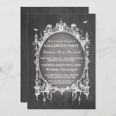 ハローウィンパーティブラックゴシックスパイダーフレーム招待状 招待状 (正面/裏面)